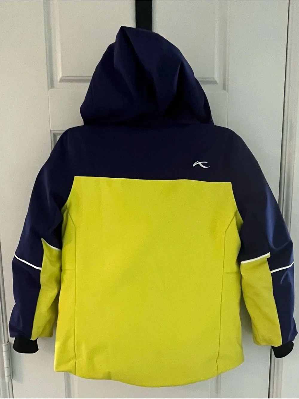 Kids Neon Yellow & Navy Hooded Rain Jacket European size 116/USA 6